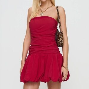 Princess Polly‎ Glamour Girl Red Strapless Bubble Hem Mini Dress Size 6 Feminine